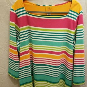 Ruby Rd NWOT Sz 1X Striped Top 3/4 Sleeve